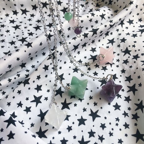 マカバスター・ペンデュラム（天然石/マルカバスター/六芒星/水晶/ローズクォーツ/アベンチュリン /アメジスト）1個