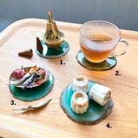 アゲート・グリーンコースター（選べる天然石メノウのコースター/ブラジル産/1点モノ）1個