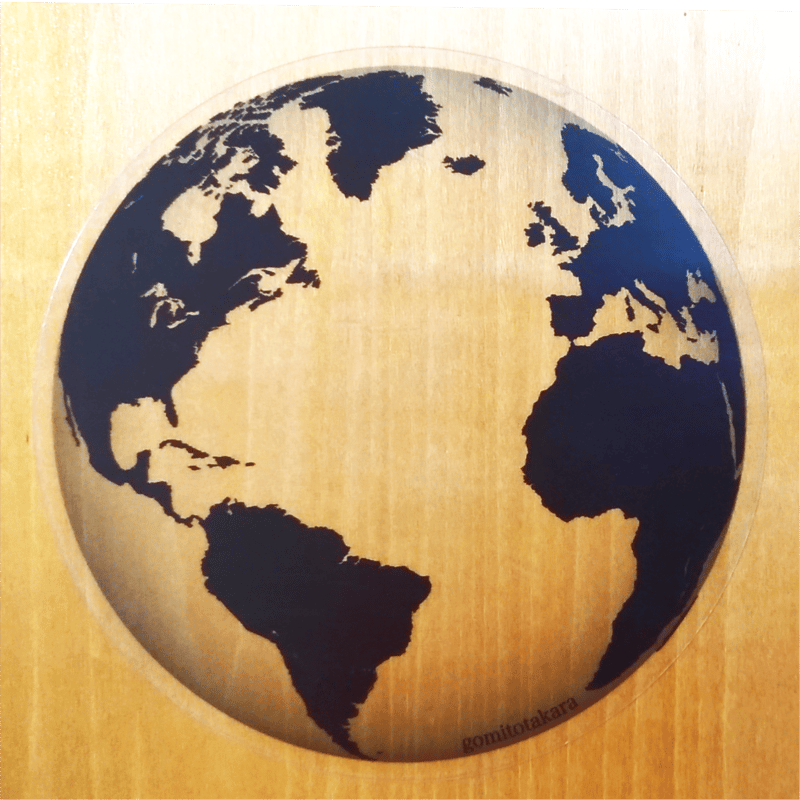 地球【ステッカー / 9cm / つや消し黒×透明】 | gomitotakara