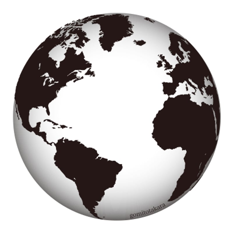 地球【ステッカー / 9cm / つや消し黒×透明】 | gomitotakara