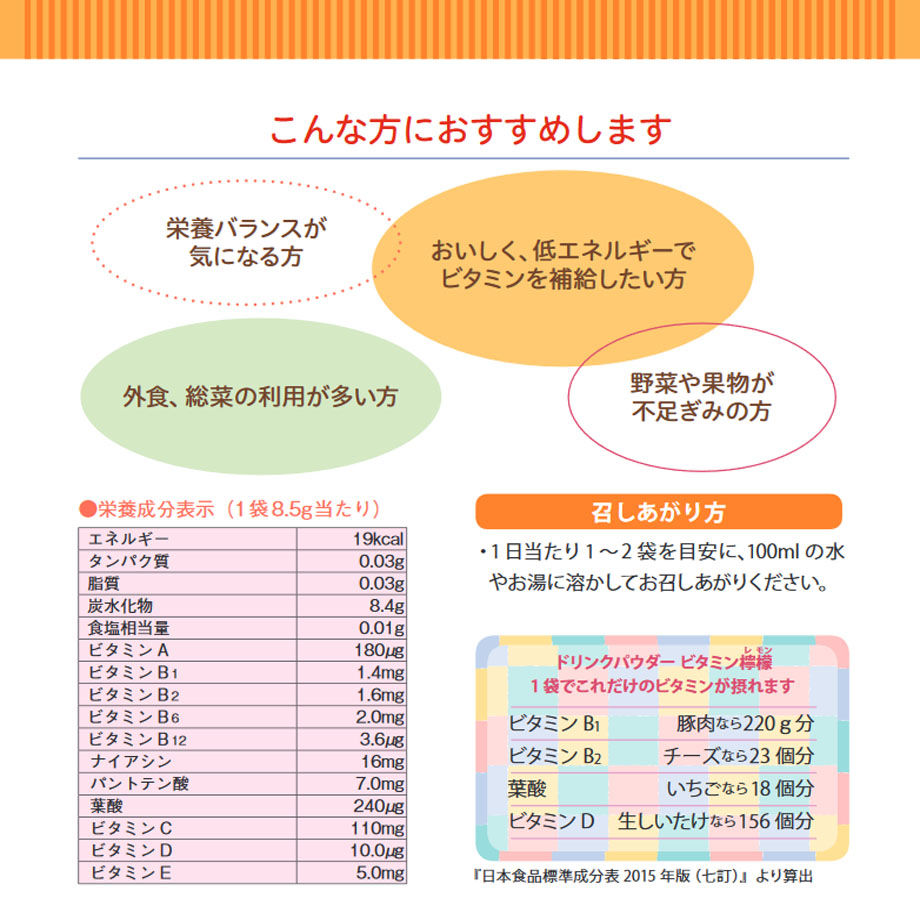 ドリンクパウダービタミン檸檬 | ホワイズ栄養・健康食品の販売 
