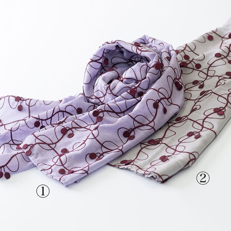 鶴岡シルク］kibisoストール「さくらんぼ」 | iino