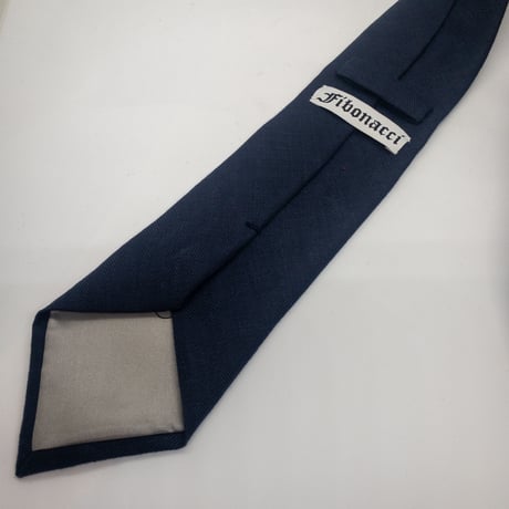 [Fibonacci]オリジナルリネンタイ ヘリンボーン ダークネイビー（麻100%）Linen necktie