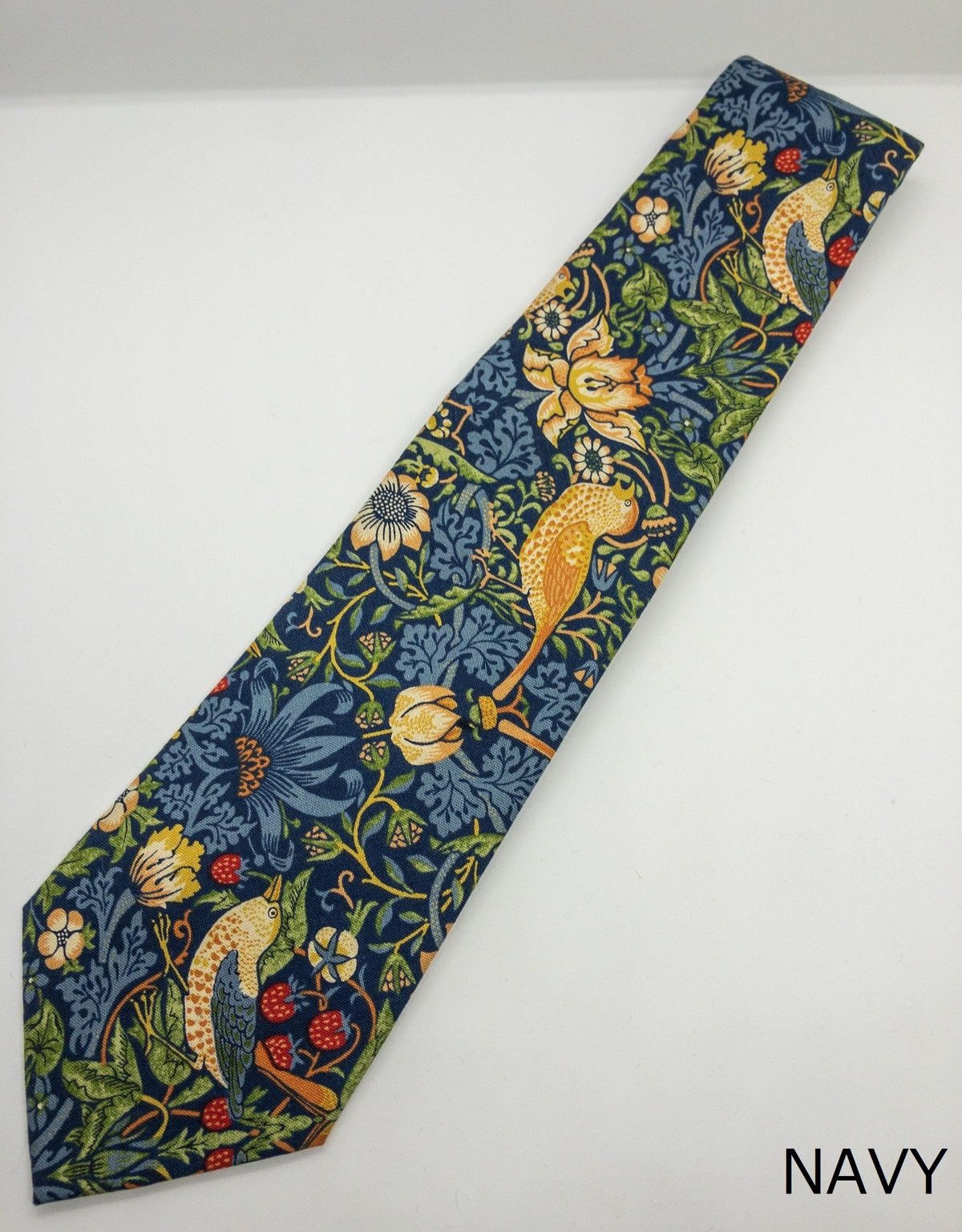 半幅帯 長尺 ウィリアムモリス いちご泥棒 インディゴ×アネモネ