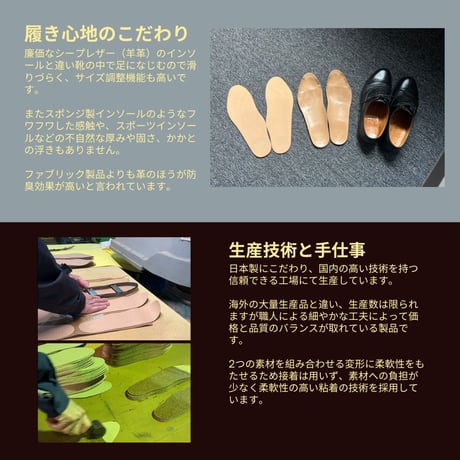 [Formin' ]革靴用レザーインソール（メンズ・コルク厚2mm）フォーミン ヌメ革製中敷き