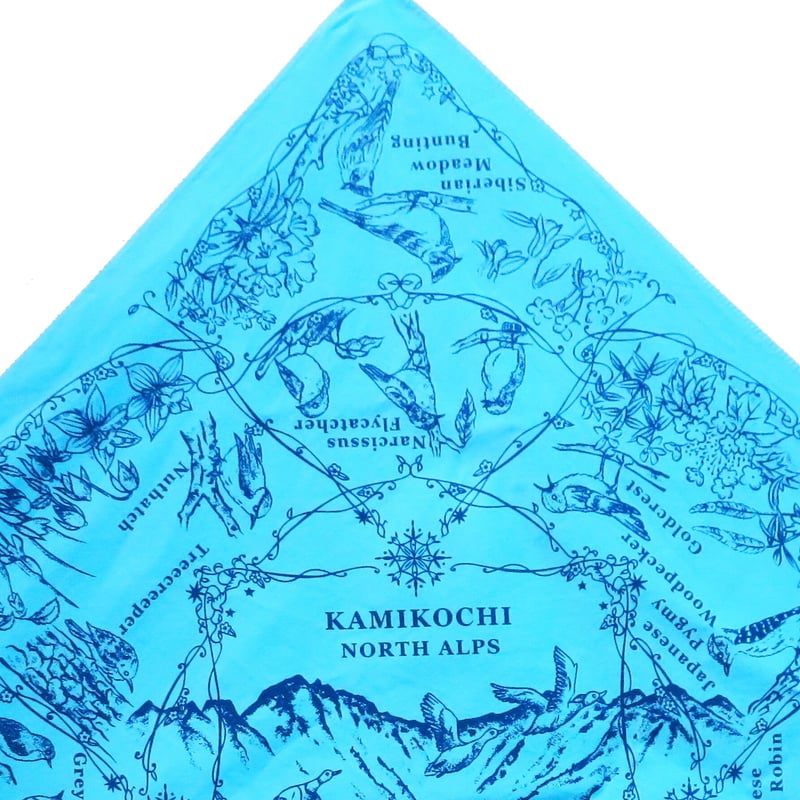 上高地ビジターセンターオリジナルバンダナ〈野鳥〉 54×54cm | Natural