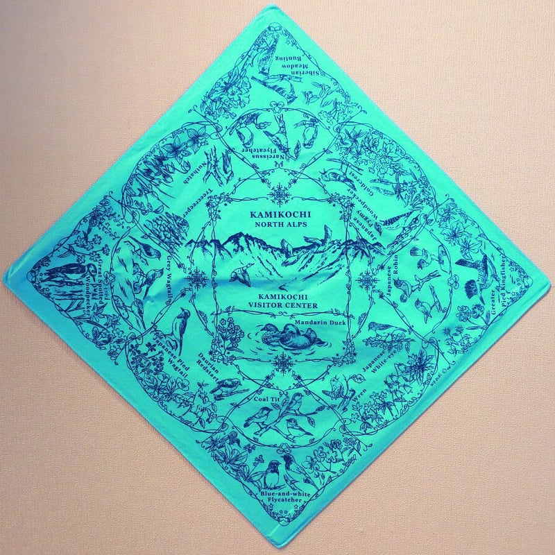 上高地ビジターセンターオリジナルバンダナ〈野鳥〉 54×54cm | Natural