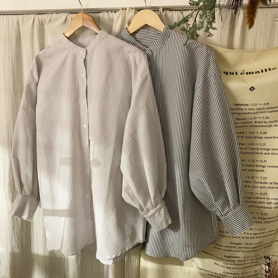 ストライプバンドカラーシャツ〈st22-02〉 | mug