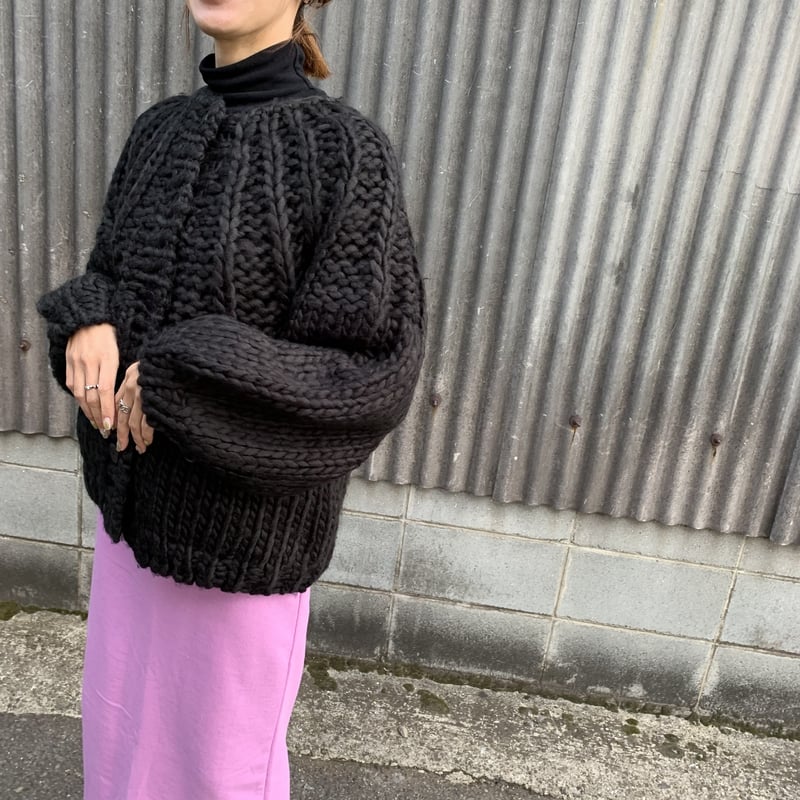 45rpm ニットカーディガン　ハンドメイド Yo Kinoshita × Olu.】ハンドメイドスラブカーディガン