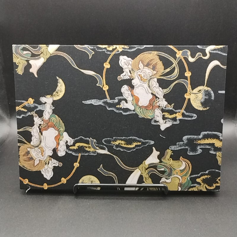 生地表紙の御朱印帳 見開き 風神雷神 | 御朱印帳販売処 キョーダイ社