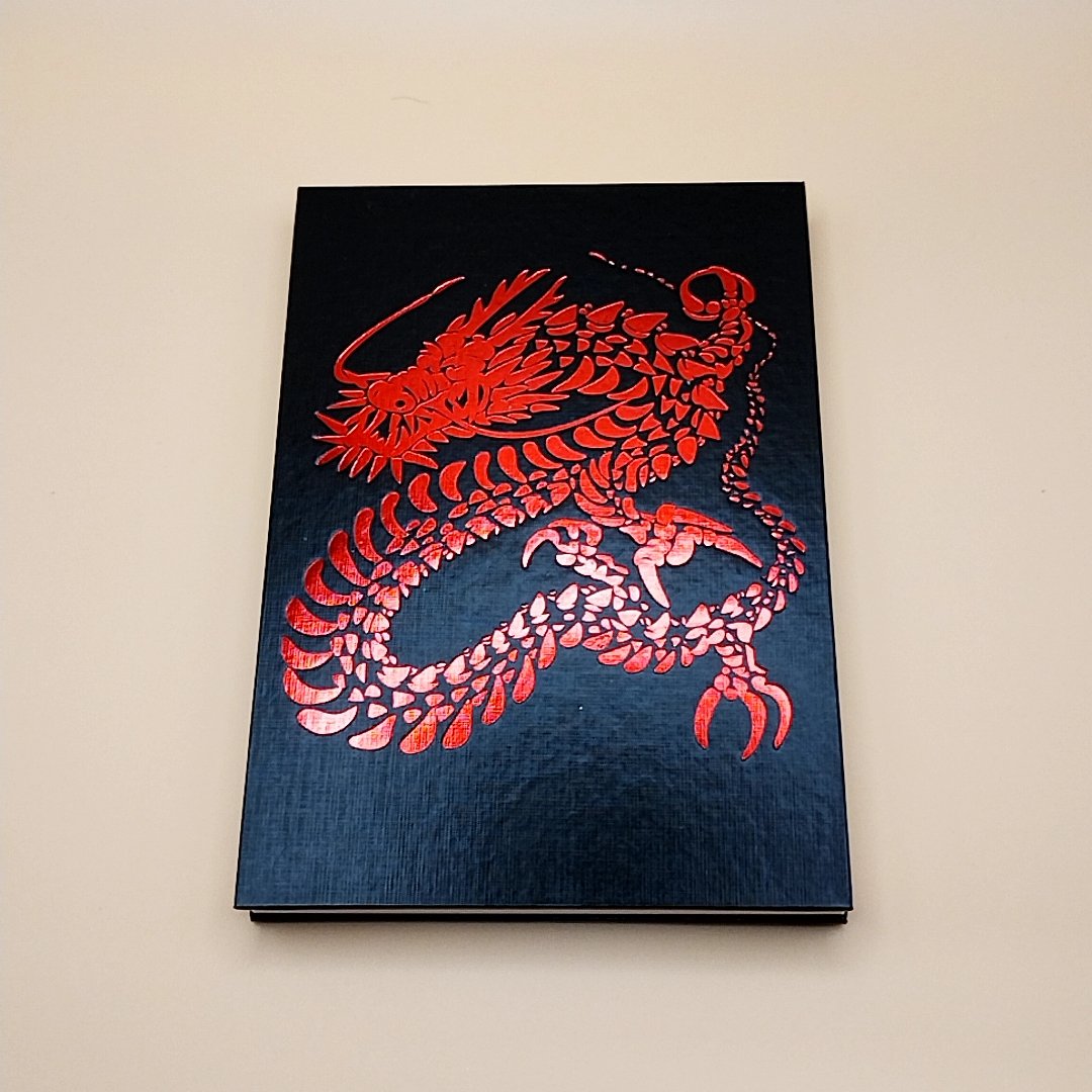 龍】の御朱印帳 箔押し 赤 B6サイズ 出席簿風 黒 | 御朱印帳販売 龍】の御朱印帳 箔押し 赤 B6サイズ 出席簿風 黒 | 御朱印帳販売