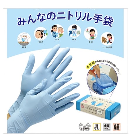 注意‼只今出荷制限中です。S/M/Ｌ 【みんなのニトリル手袋(粉無)】食品用ブルー 中厚(小箱100枚)