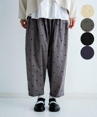ドット刺繍/綿麻スラブ　istaパンツ(7600-6180）
