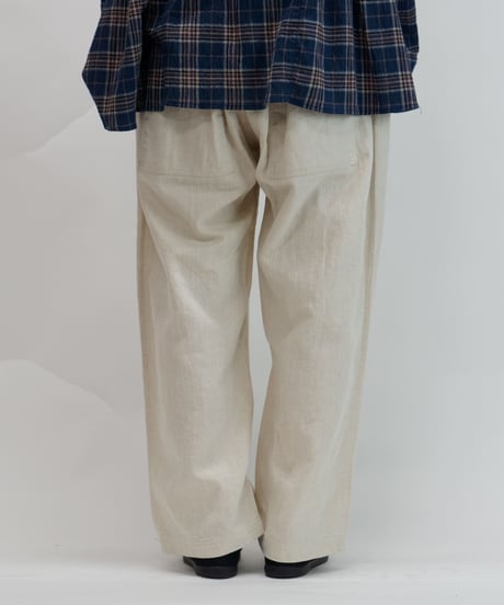 6.5oz綿麻甘撚りデニム　ルーズデニムパンツ（7604-8650）