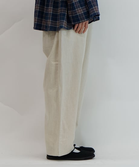 6.5oz綿麻甘撚りデニム　ルーズデニムパンツ（7604-8650）