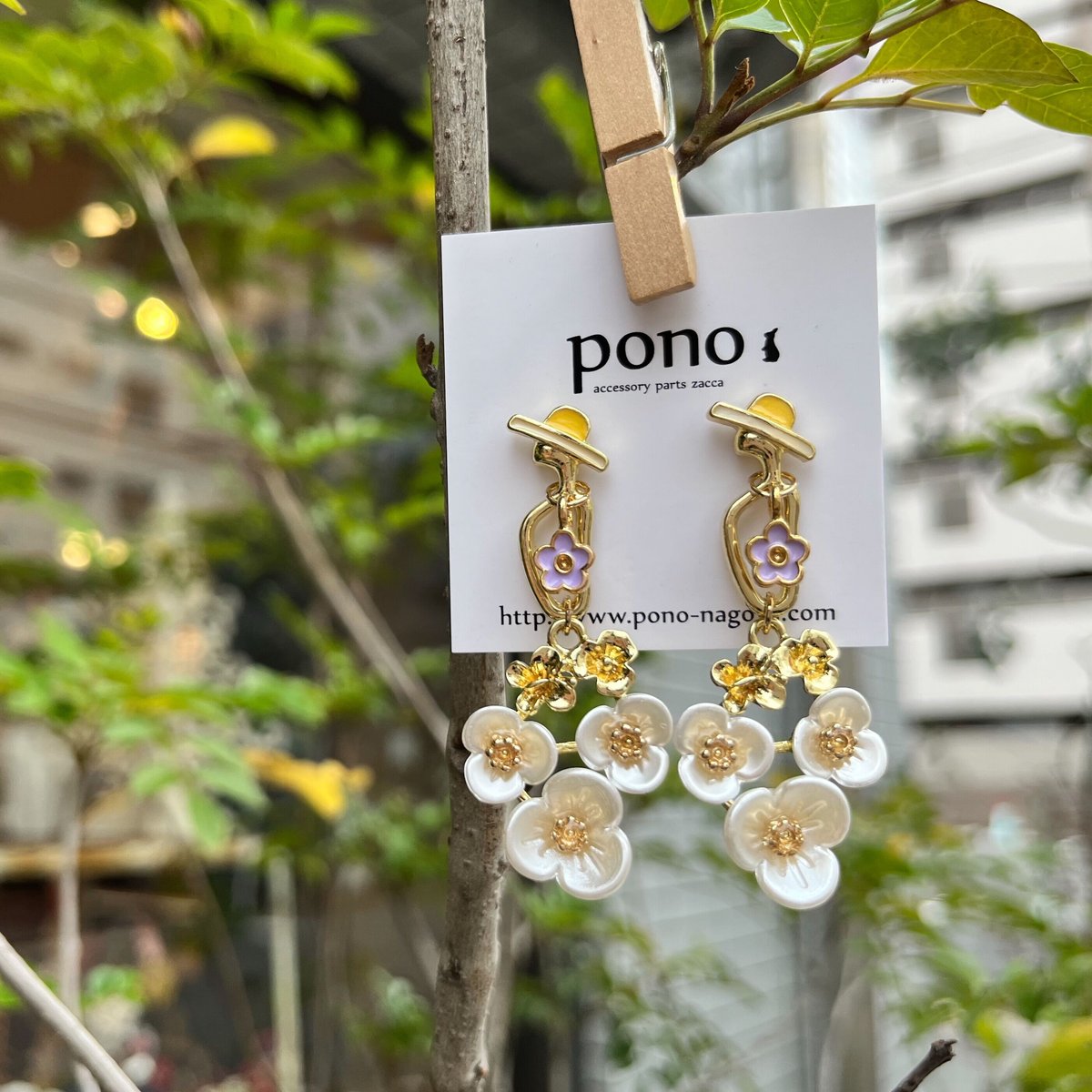 春　ビオラ ピアス　⁂　ドライフラワー BLAZE（手芸） ピアス イヤリング あじさい プリザーブドフラワー