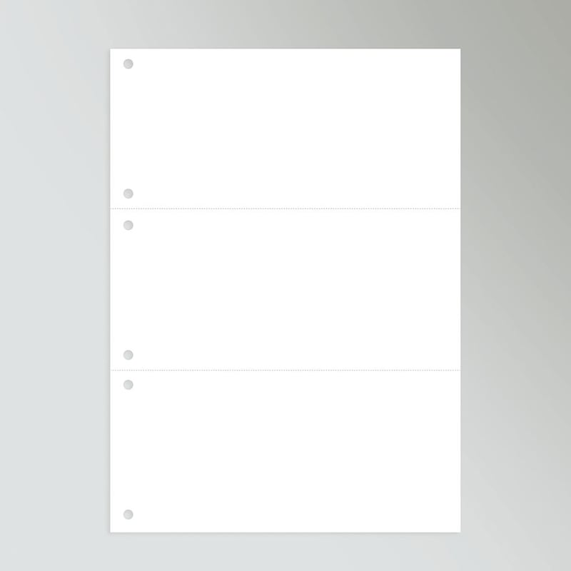 A4ミシン入り用紙 白紙3分割6穴R-02 上質55kg相当【500枚】 | MUJI-DEPO+