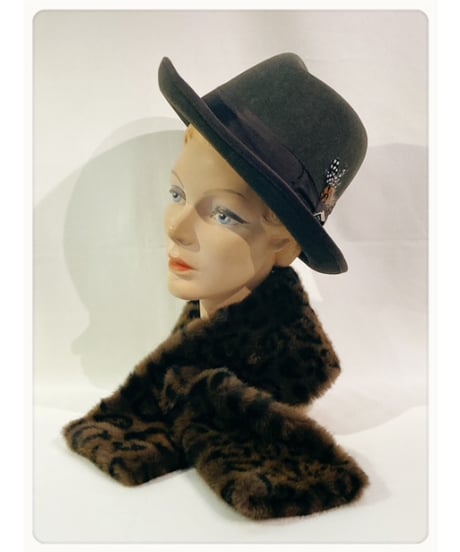 Chocolate Leopard Fur Wrap Loop Muffler 【NB-LMF002】