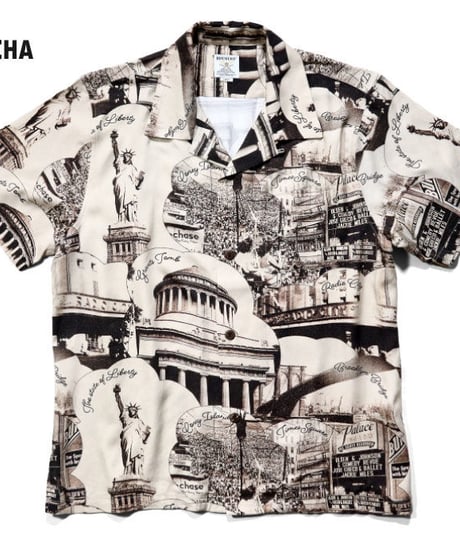 NewYork Picture Print Hawaiian Shirts【40728】Soldes