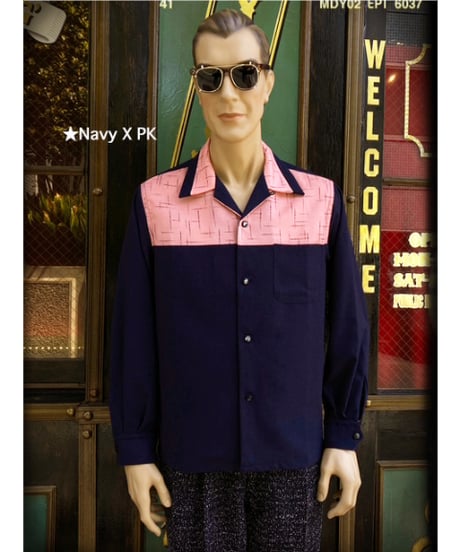 Pink “Kasuri” TwoTone Rock'n'Roll Shirts【SVY-SH323】