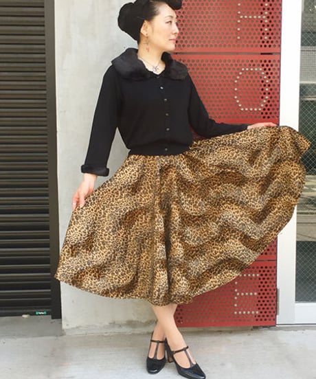 Fakefur Leopard Circular Skirt【SVY-SK057】