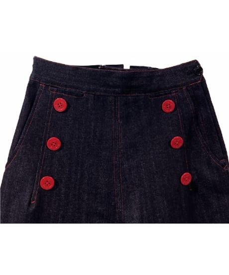 12oz Blue Denim Ladies Sailor Pants【SVY-LPT029】