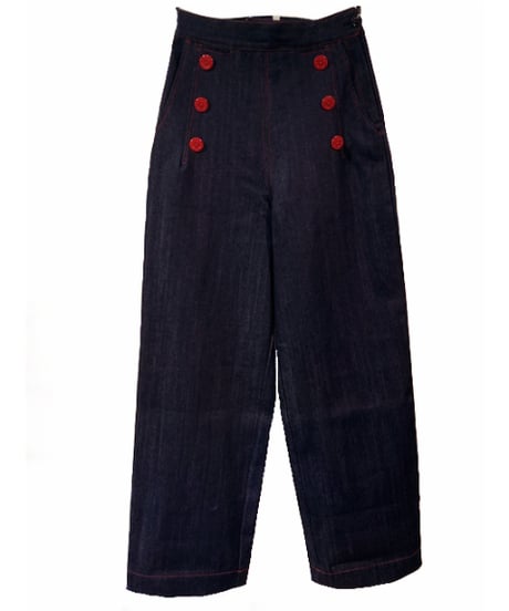 12oz Blue Denim Ladies Sailor Pants【SVY-LPT029】