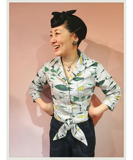 Fish Patern Hemknot Blouse【SVY-LSH081】