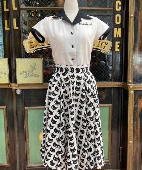 Black Cat Long Circular Skirt【SVY-SK068】