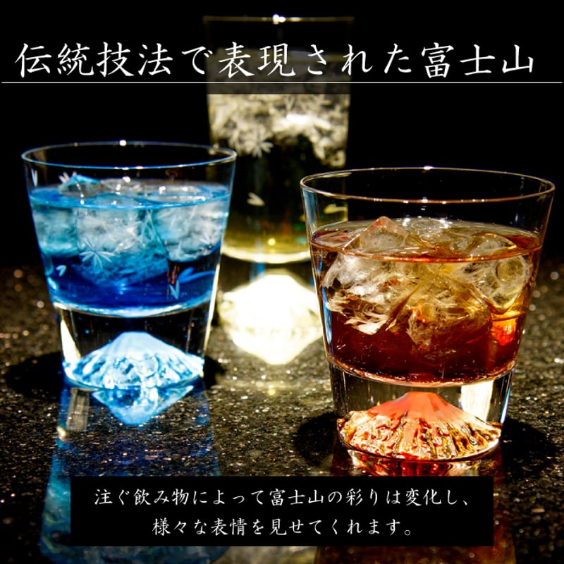 富士山グラス ロックグラス オリジナル木箱入り IZUMIYA