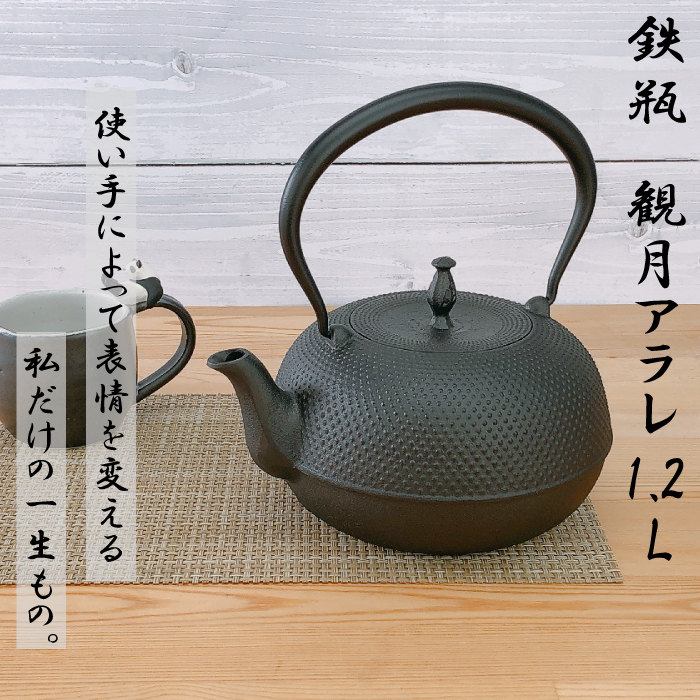 及源鋳造 鉄瓶 観月アラレ 1.2L H-159-S／ 統工芸品 やかん ケトル