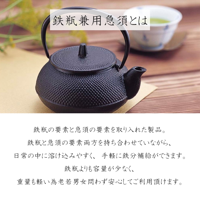 南部鉄器 鉄瓶 平丸アラレ OH-318 Shinwadenki