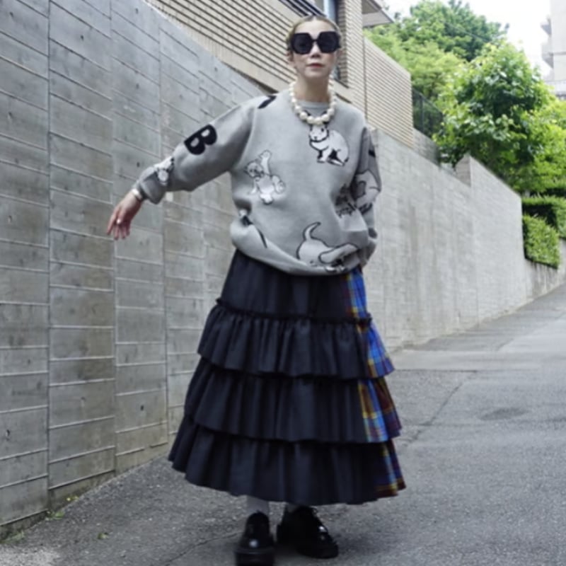 ♡2025W♡トーマスマグパイ♡ヘリンボーン×チェックスカート グレー 受注予約商品！2025winterトーマスマグパイ Thomas magpie チェックスカ