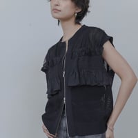 Eimeelaw(エイミーロー）シャーリングフリルメッシュベスト