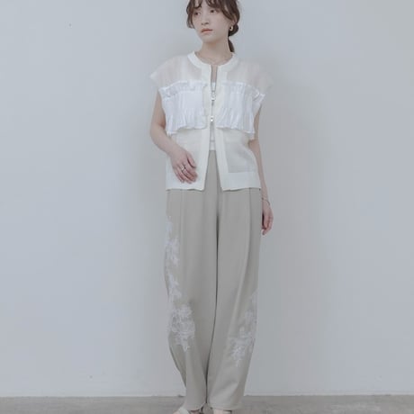 Eimeelaw(エイミーロー）シャーリングフリルメッシュベスト