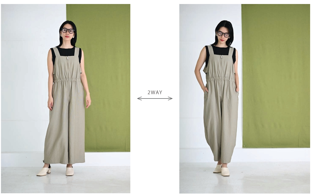 25SS予約アイテム 1％（イチパーセント）切り替えサロペット