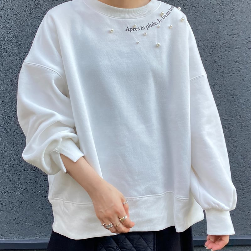 LHELBIE(レルビエ) パール&ネックロゴ裏起毛裏毛プルオーバー LHELBIE(レルビエ) パール&ネックロゴ裏起毛裏毛プルオーバー