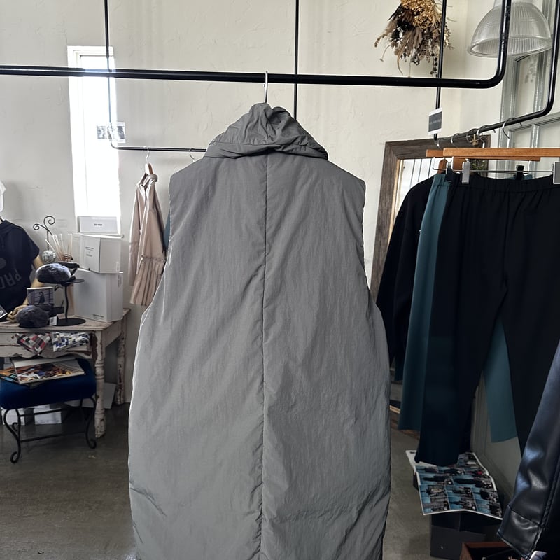 グレー ダウンベスト ショールカラー ショールカラーロングダウンベスト | ZAZABYS