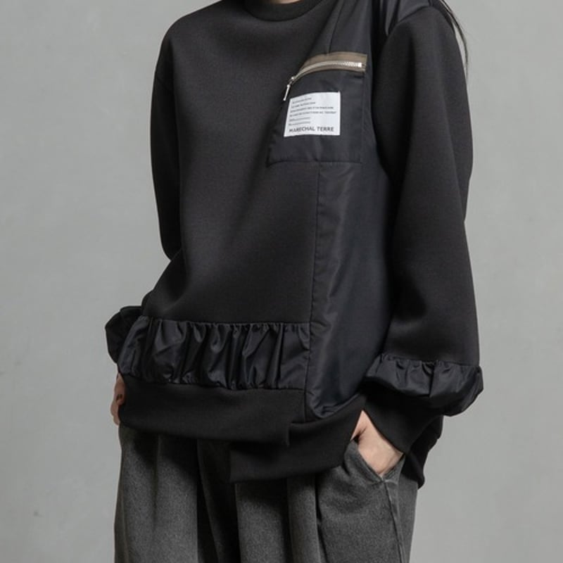 MARECHAL TERRE ギャザートップス MARECHAL TERRE（マルシャルテル） tシャツ コンビネーションギャザー