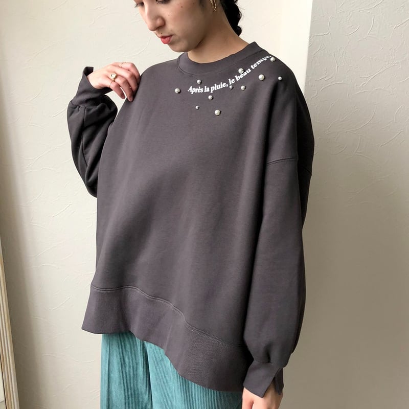 LHELBIE(レルビエ) パール&ネックロゴ裏起毛裏毛プルオーバー LHELBIE(レルビエ) パール&ネックロゴ裏起毛裏毛プルオーバー