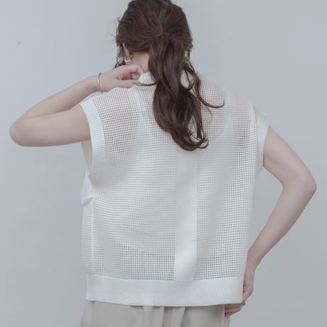 Eimeelaw(エイミーロー）シャーリングフリルメッシュベスト