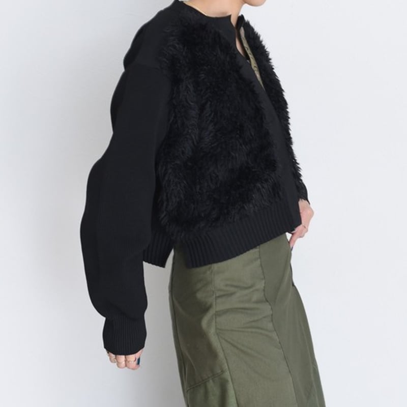 新品　Eimee Law ファードッキンググロテープニットカーデ EImeeLaw(エイミーロー）ファードッキングロゴテープニットカーデ