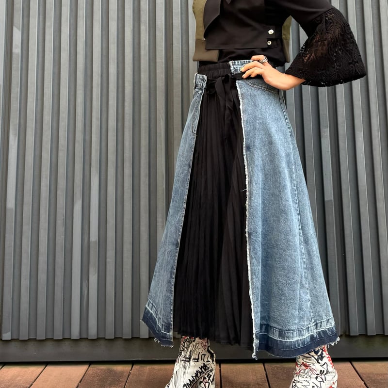 TRANOI.（トラノイ)プリーツラップデニムスカート | ZAZABYS 