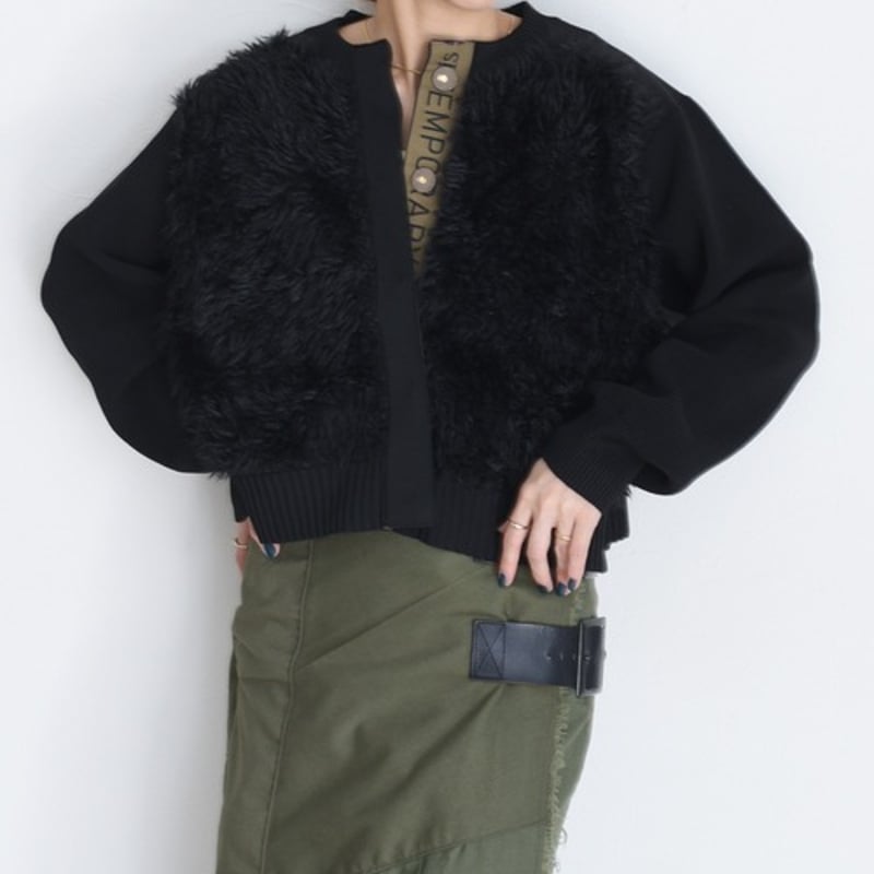 新品　Eimee Law ファードッキンググロテープニットカーデ EImeeLaw(エイミーロー）ファードッキングロゴテープニットカーデ