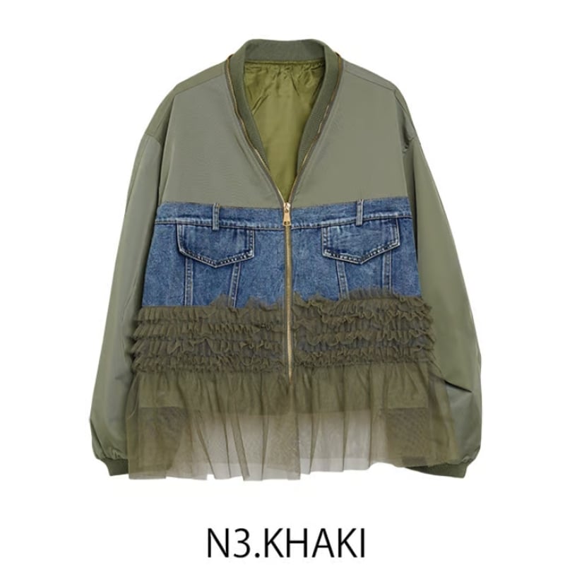 MICALLE MICALLE カーキ フリルジャケット MICALLE MICALLE カーキ フリルジャケット MICALLE MICALLE カーキ