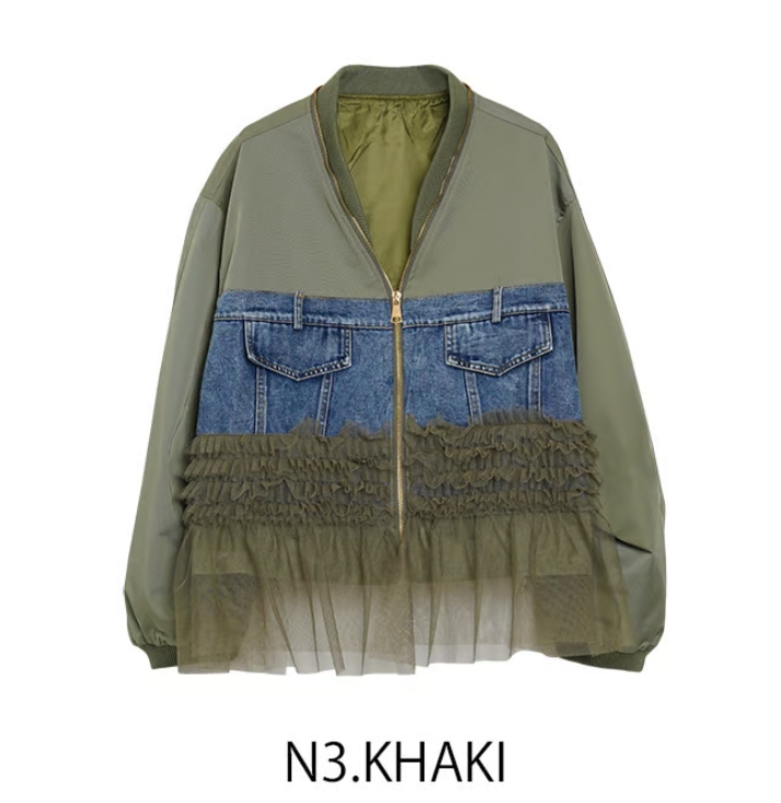 【MICALLE MICALLE】異素材切り替えブルゾン　ブラック MICALLE MICALLE(ミカーレミカーレ)公式通販