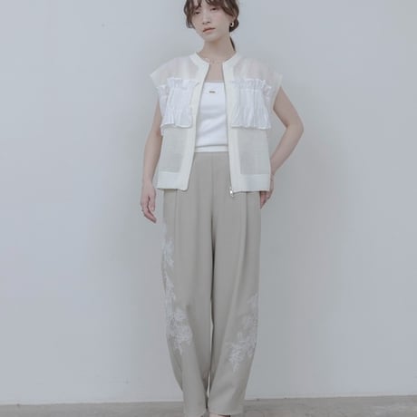 Eimeelaw(エイミーロー）シャーリングフリルメッシュベスト