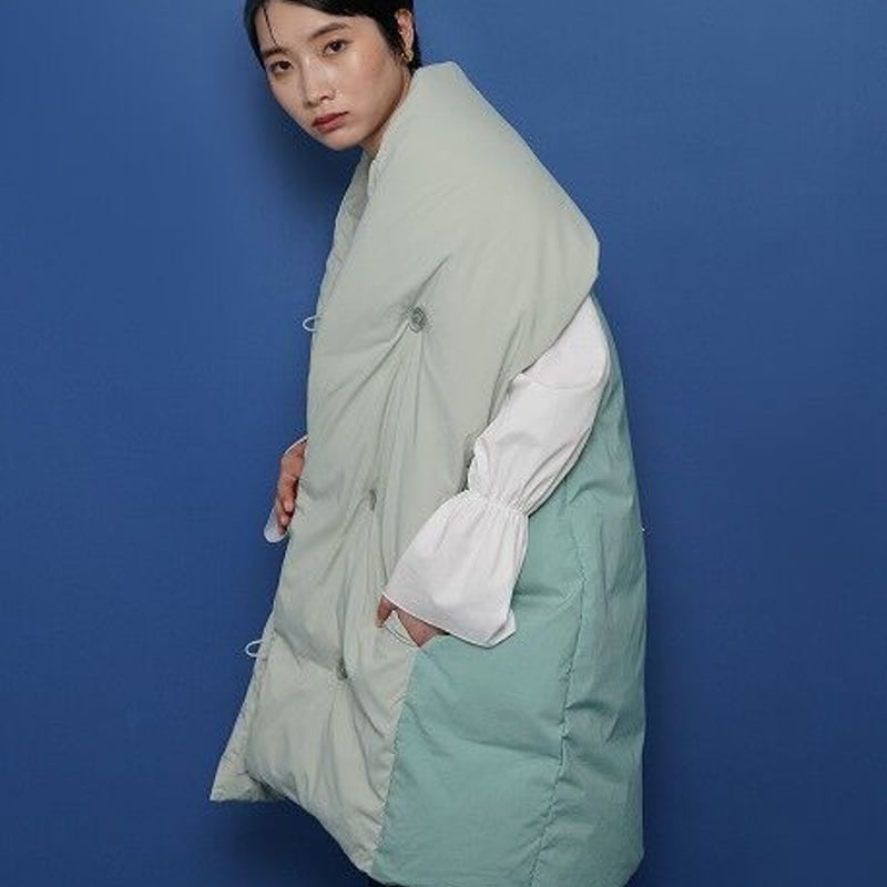 CYAN TOKYOストールライク異素材ダウンベストCAMEL CYAN TOKYOストールライク異素材ダウンベストCAMEL selectshop RJ