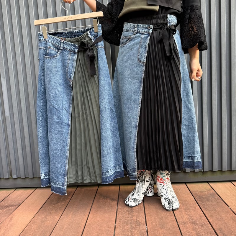 TRANOI.（トラノイ)プリーツラップデニムスカート | ZAZABYS 