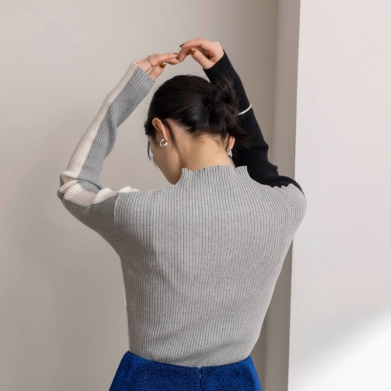 Eimee law（エイミーロー）ボタン付きブロック配色リブニット